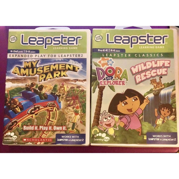 (2) Leapster / Leapster 2 Game Cartridges / Dora Wild Rescue & My Amusement Park - Picture 1 of 3